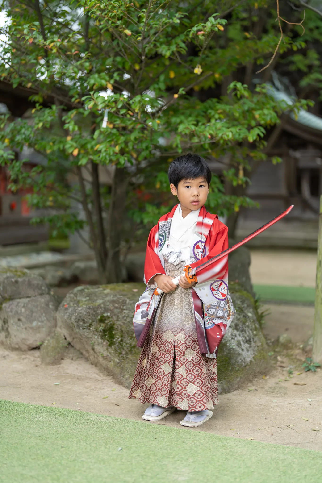 【福岡県糟屋郡宇美町で家族写真撮影】５歳の男子です。宇美八幡宮は撮影スポットが豊富で、どこを切り取っても素敵な一枚になる魅力的な神社です。また、「宇美＝産み＝生み」との由来から、「子宝・安産」のご利益で知られる神社でもあります。2
