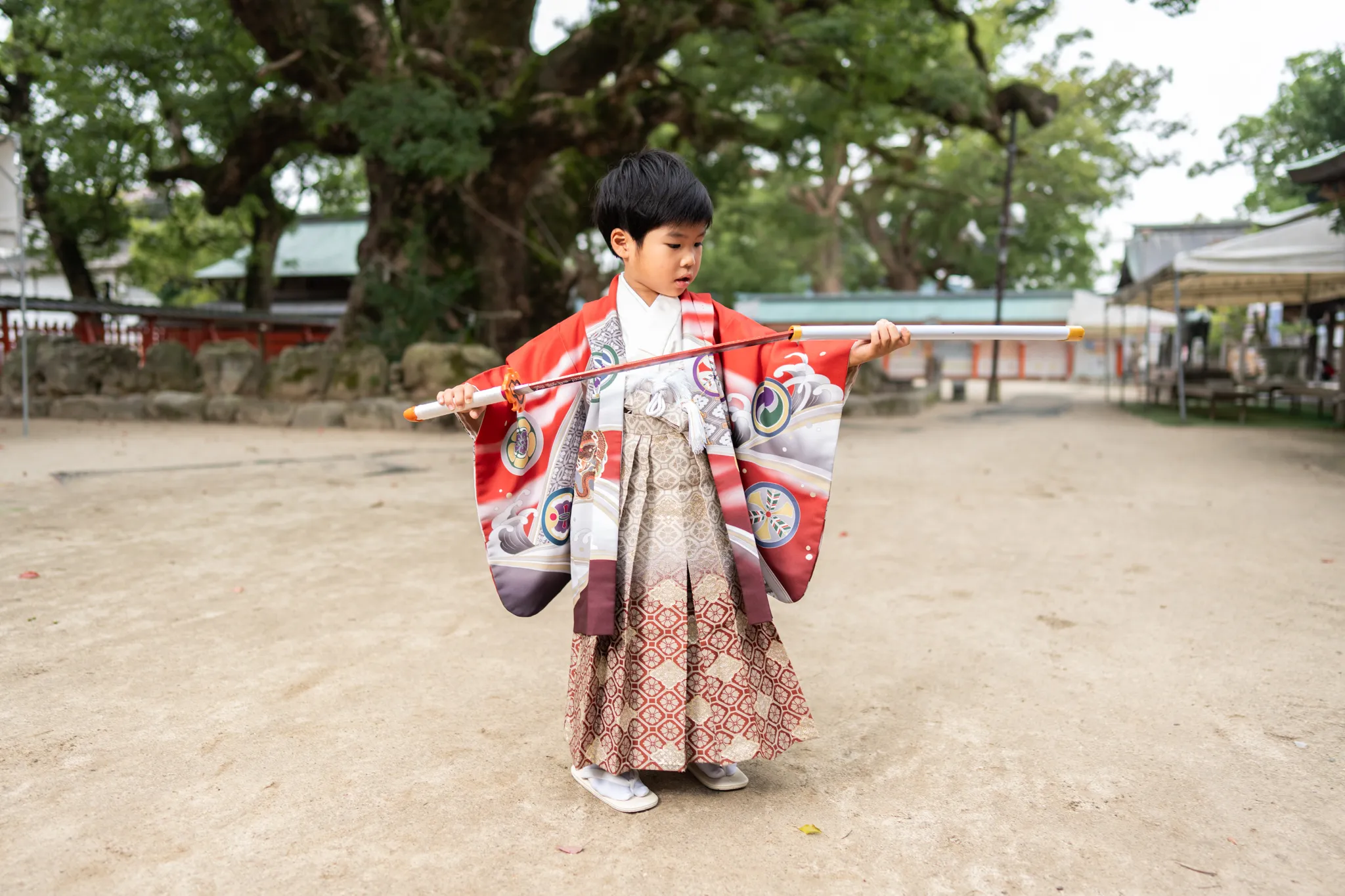 【福岡県糟屋郡宇美町で家族写真撮影】５歳の男子です。宇美八幡宮は撮影スポットが豊富で、どこを切り取っても素敵な一枚になる魅力的な神社です。また、「宇美＝産み＝生み」との由来から、「子宝・安産」のご利益で知られる神社でもあります。6