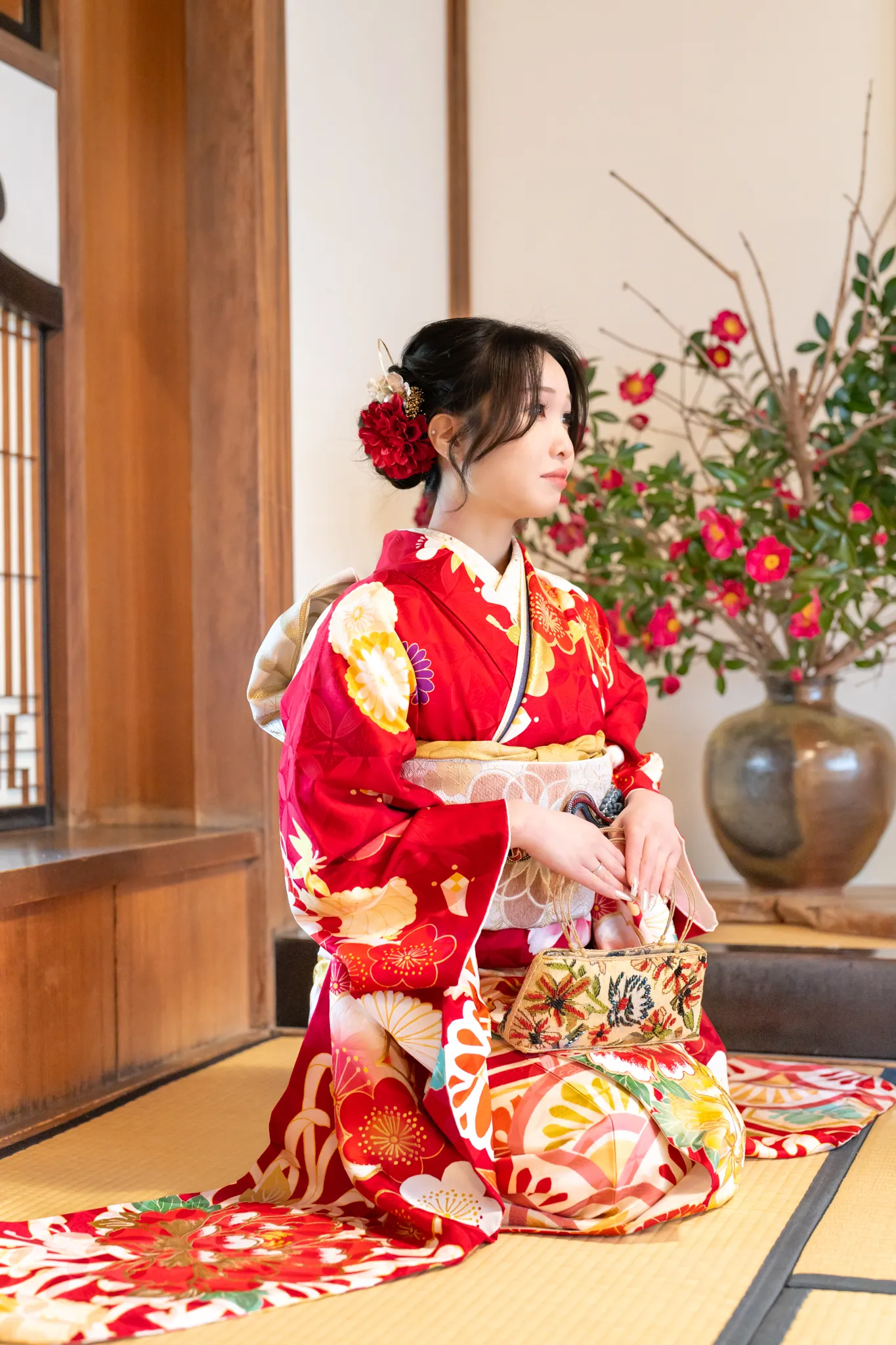 【山口県下関市で家族写真撮影】三姉妹の次女様の成人式撮影です。撮影の途中では、彼氏様もご一緒にいらっしゃり、楽しくカップル撮影も行いました。3