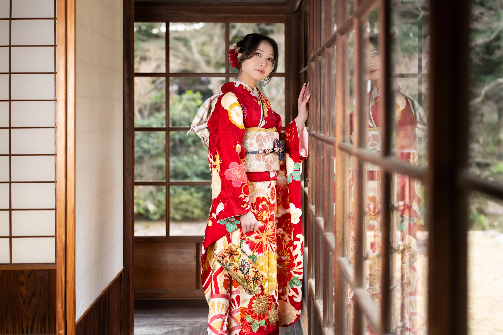 【山口県下関市で家族写真撮影】三姉妹の次女様の成人式撮影です。撮影の途中では、彼氏様もご一緒にいらっしゃり、楽しくカップル撮影も行いました。6