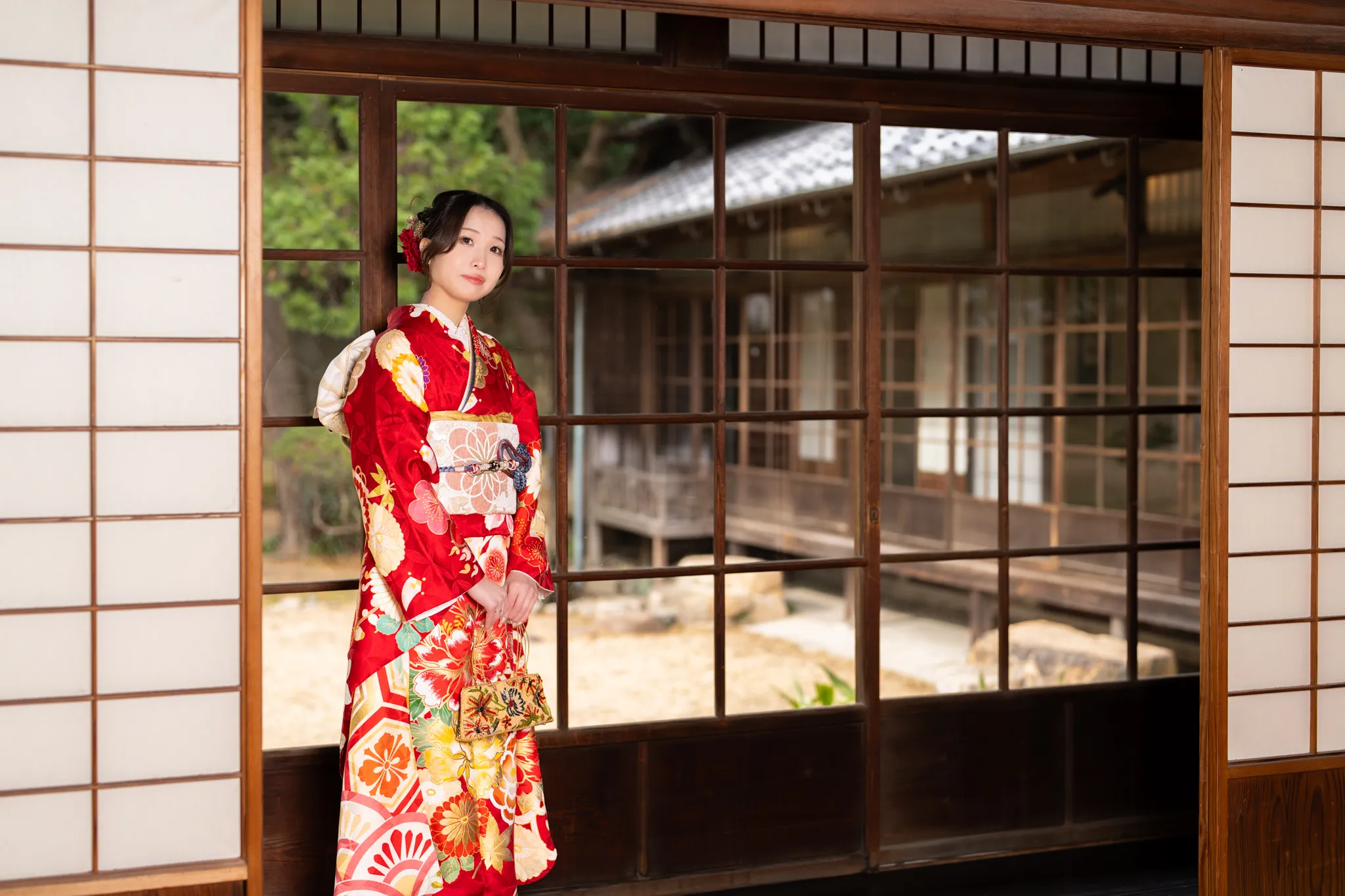 【山口県下関市で家族写真撮影】三姉妹の次女様の成人式撮影です。撮影の途中では、彼氏様もご一緒にいらっしゃり、楽しくカップル撮影も行いました。8